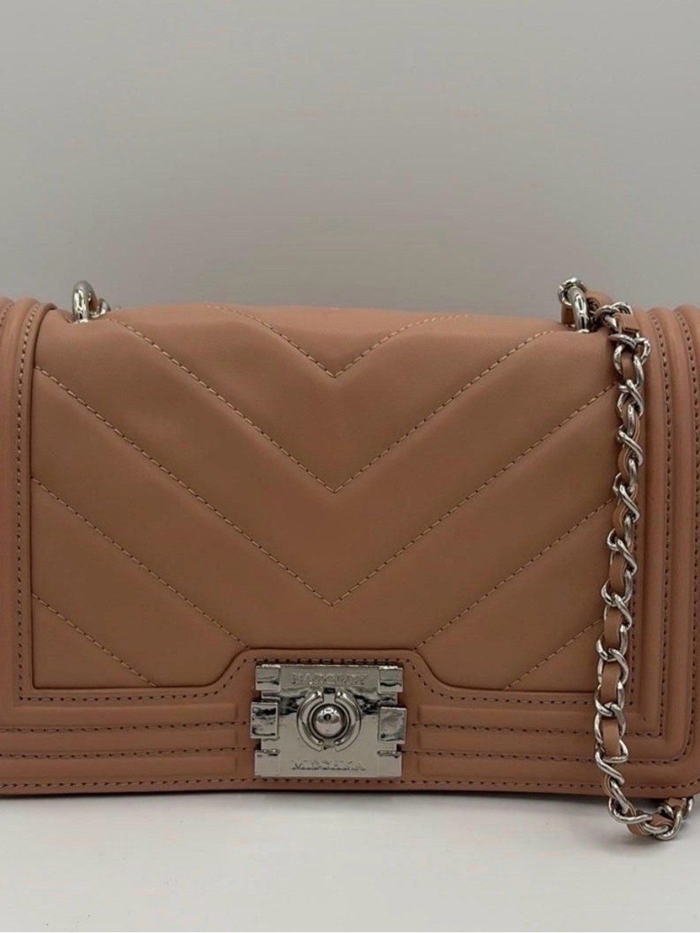 Badgley Mischka Quilted Crossbody Bag in Beige